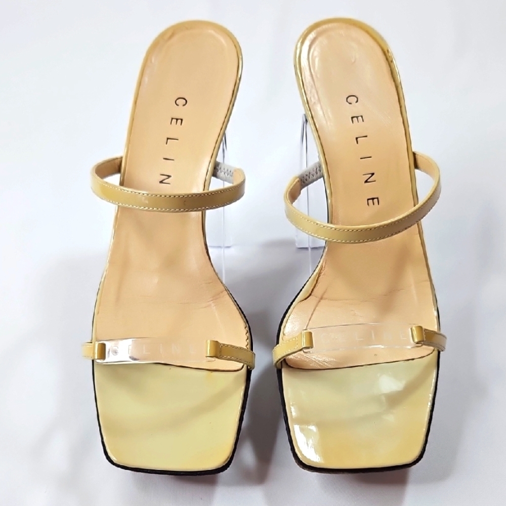 Celine Women's Cream Strappy Heeled Sandals Size 38